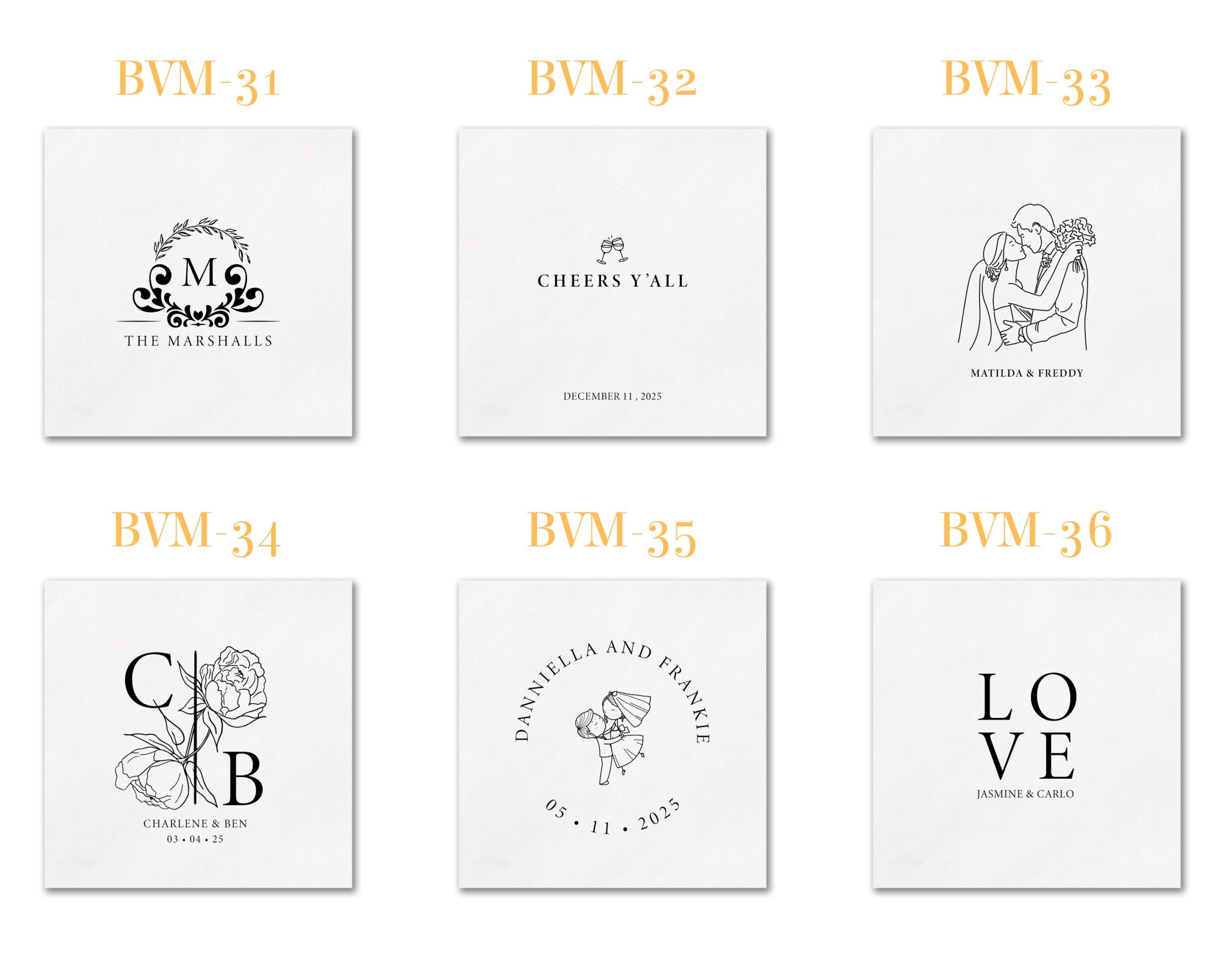 Personalized Paper Napkins Wedding Anniversary Engagement Printed Custom Monogram Beverage| Foil Wedding Napkins - Image 6