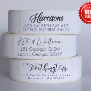 Custom Return Address Labels Roll – Personalized Mailing Labels, Wedding Address Stickers, Calligraphy Address Labels, Envelope Labels