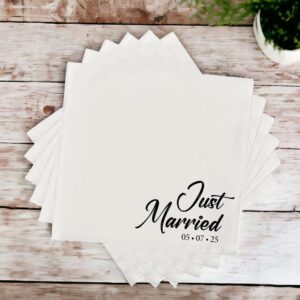 Personalized Wedding Napkins | Cocktail Napkins | Rehearsal Dinner | Cheers Beverage Napkins | Gold Foil Wedding Napkins | Just Married