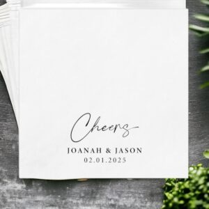 LUNCHEON Personalized Paper Napkins Wedding Anniversary Engagement Printed Custom Monogram Luncheon Foil Wedding Napkins