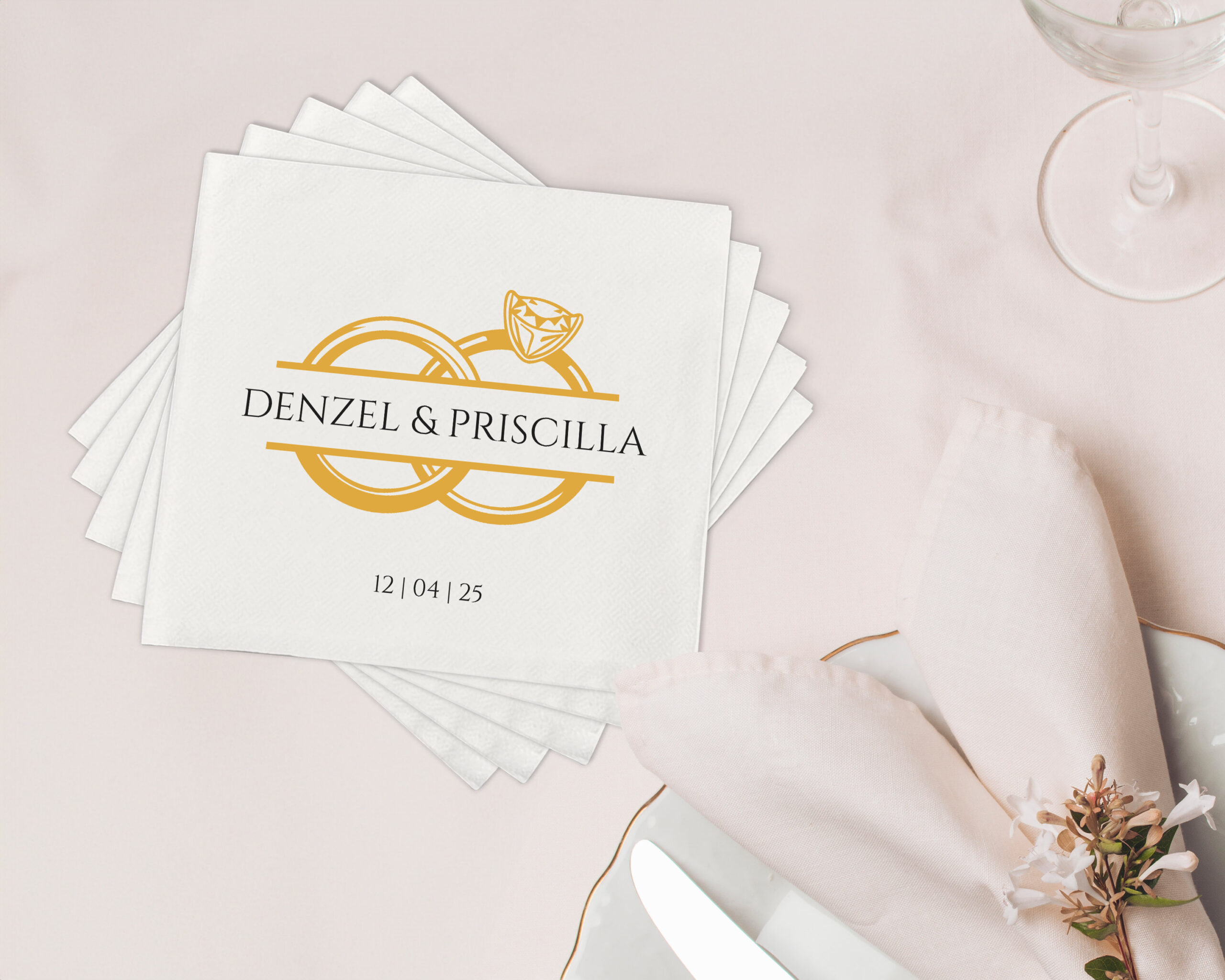 Personalized Wedding Napkins | Cocktail Napkins | Rehearsal Dinner | Just Married | Beverage Napkins | Luncheon Napkins