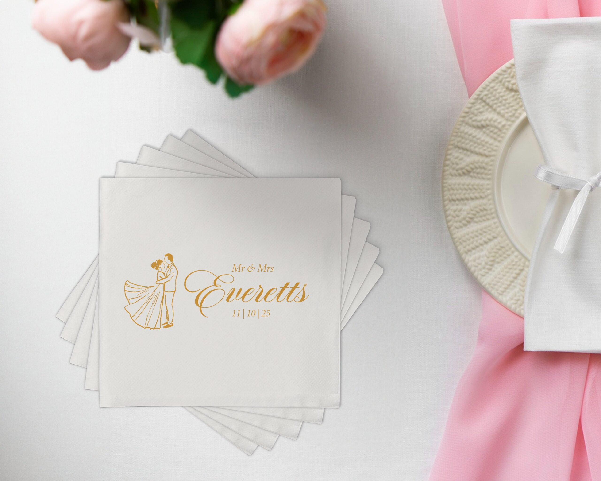 Personalized Wedding Napkins | Cocktail Napkins | Rehearsal Dinner | Just Married | Beverage Napkins | Luncheon Napkins