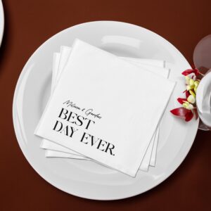 Personalized Paper Napkins Wedding Anniversary Engagement Printed Custom Monogram Beverage| Foil Wedding Napkins