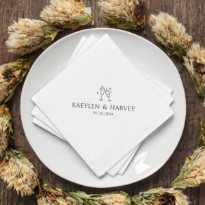 Personalized Paper Napkins Wedding Anniversary Engagement Printed Custom Monogram Beverage| Foil Wedding Napkins