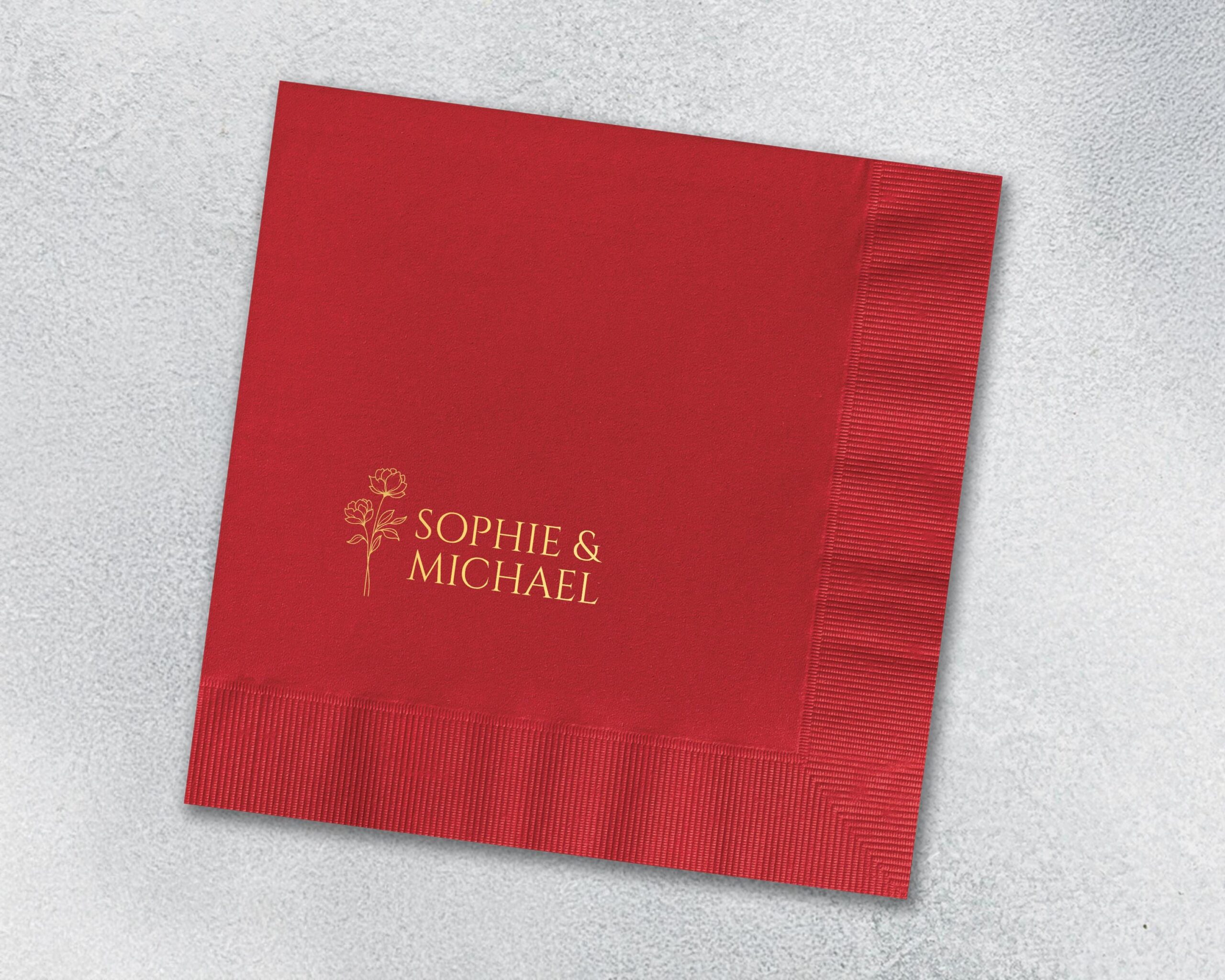 Personalized Foil Napkins | Wedding Cocktail Napkins | Rehearsal Dinner Napkins | Modern Minimalist Wedding Decor | Wedding Napkins