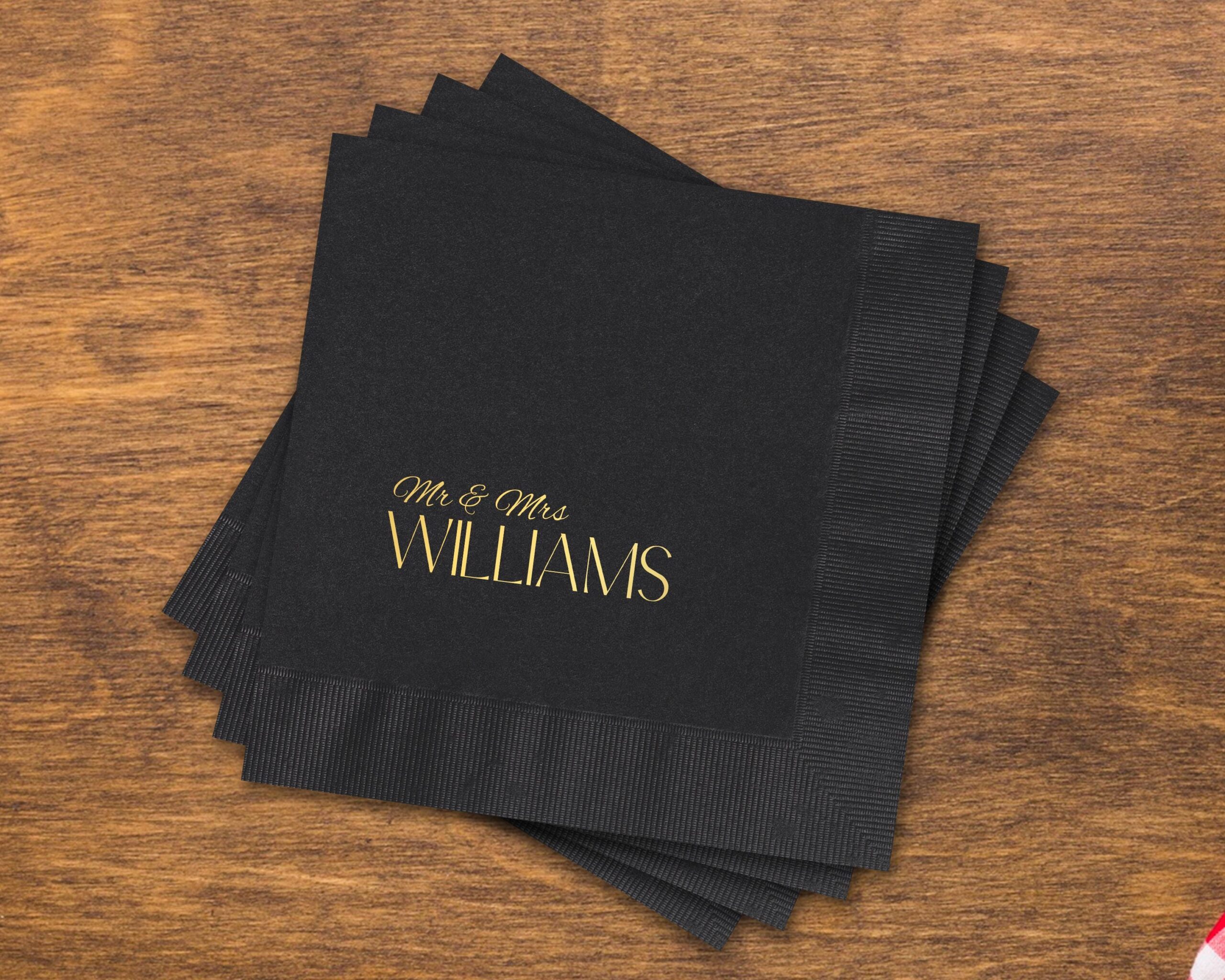 Personalized Foil Napkins | Wedding Cocktail Napkins | Rehearsal Dinner Napkins | Modern Minimalist Wedding Decor | Wedding Napkins - Image 7