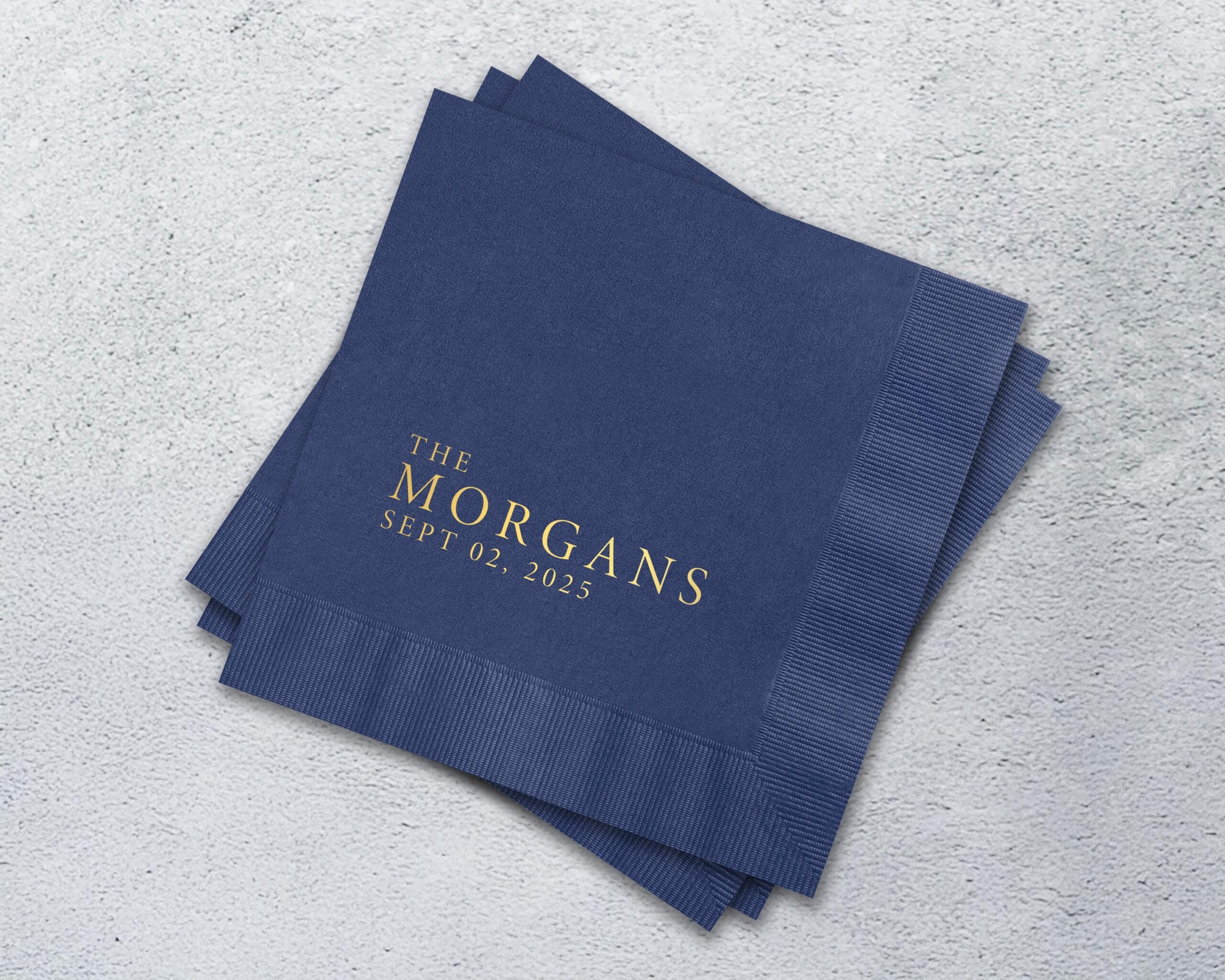 Personalized Foil Napkins | Wedding Cocktail Napkins | Rehearsal Dinner Napkins | Modern Minimalist Wedding Decor | Wedding Napkins - Image 5
